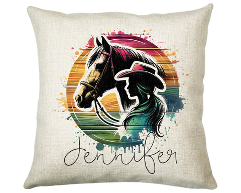 Personalised Horse Lover Cushion Gift Printed Name Design