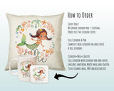 Personalised Brunette Mermaid Cushion Gift Printed Name Design