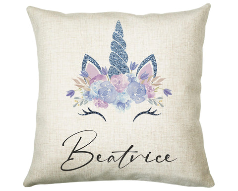 Personalised Unicorn Cushion Gift Printed Name Design