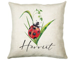 Personalised Ladybird Cushion Gift Insect Bug Lover Printed Name Design