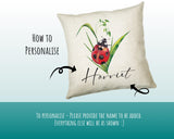 Personalised Ladybird Cushion Gift Insect Bug Lover Printed Name Design