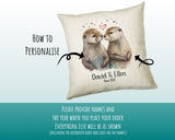 Personalised Valentines Day Otters Cushion Gift