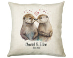 Personalised Valentines Day Otters Cushion Gift