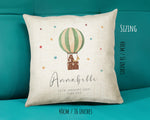 Personalised Baby Cushion New Baby Gift Hot Air Balloon Printed Name Design