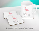 Personalised Pink Flamingo Cushion Gift Printed Name Design