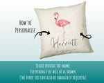 Personalised Pink Flamingo Cushion Gift Printed Name Design