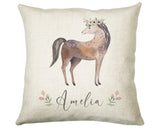 Personalised Horse Cushion Gift Printed Name Design