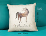 Personalised Horse Cushion Gift Printed Name Design