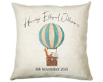 Personalised Baby Cushion New Baby Gift Hot Air Balloon Printed Name Design