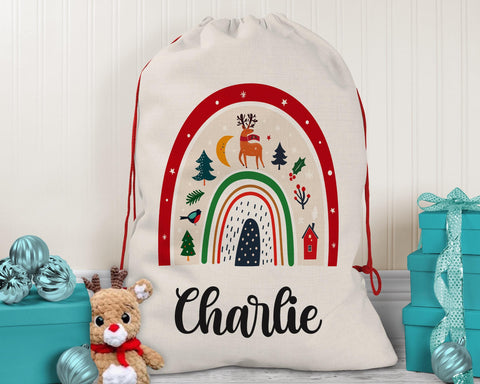 Large Personalised Rainbow Christmas Sack SK082