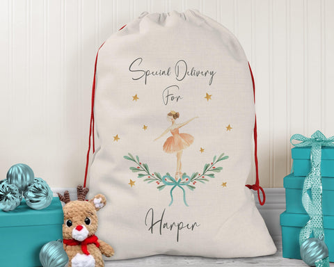 Large Personalised Classic Ballerina Christmas Sack SK166