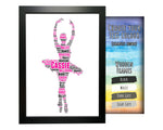 Personalised Ballet Ballerina Dance Dancing Girl Gift Word Art Wall Room Decor Prints PG0071