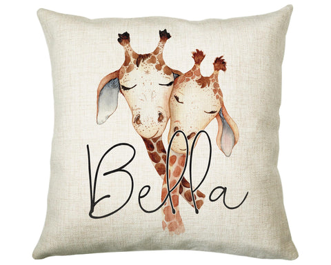 Personalised Giraffe Cushion Gift Printed Name Design