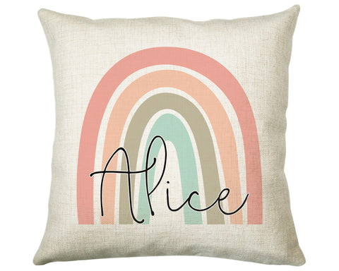 Personalised Rainbow Cushion Gift Printed Name Design