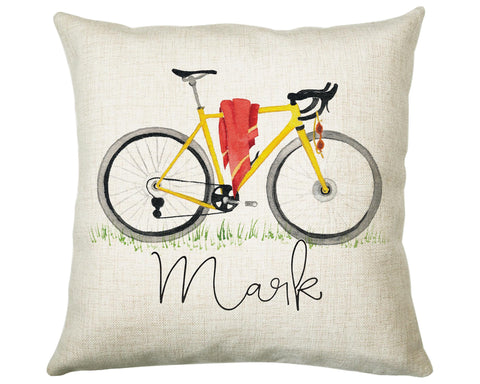 Personalised Cycling Cushion Gift Printed Name Design