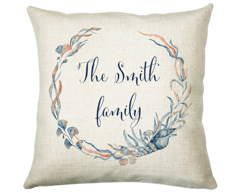 Personalised Sea Shell Cushion Gift Printed Name Design