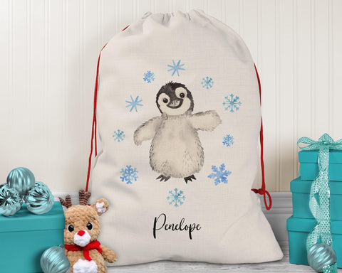 Large Personalised Penguin Christmas Sack SK109