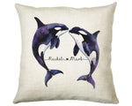 Personalised Orca Whale Cushion Gift Printed Name Design