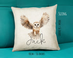 Personalised Owl Cushion Gift Printed Name Design