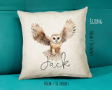 Personalised Owl Cushion Gift Printed Name Design