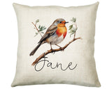 Personalised Robin Cushion Gift Printed Name Design