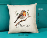 Personalised Robin Cushion Gift Printed Name Design