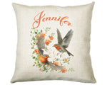 Personalised Robin Gift Cushion Printed Name Design