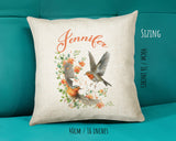 Personalised Robin Gift Cushion Printed Name Design