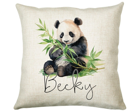 Personalised Panda Gift Cushion Printed Name Design