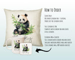 Personalised Panda Gift Cushion Printed Name Design