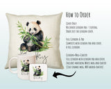 Personalised Panda Gift Cushion Printed Name Design