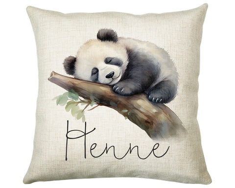 Personalised Panda Gift Cushion Printed Name Design