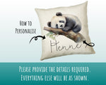 Personalised Panda Gift Cushion Printed Name Design