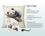 Personalised Panda Gift Cushion Printed Name Design