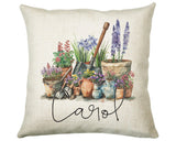 Personalised Gardening Gift Cushion Printed Name Design