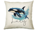 Personalised Orca Whale Cushion Gift Printed Name Design