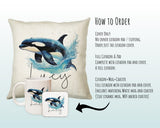 Personalised Orca Whale Cushion Gift Printed Name Design