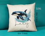 Personalised Orca Whale Cushion Gift Printed Name Design