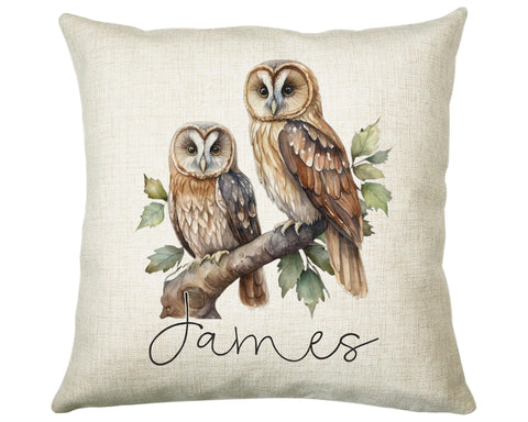 Personalised Owl Cushion Gift Printed Name Design