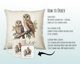 Personalised Owl Cushion Gift Printed Name Design