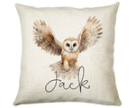 Personalised Owl Cushion Gift Printed Name Design