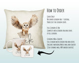 Personalised Owl Cushion Gift Printed Name Design