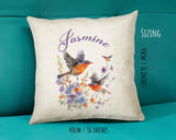 Personalised Robin Gift Cushion Printed Name Design