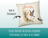 Personalised Robin Gift Cushion Printed Name Design