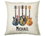 Personalised Guitar Gift Cushion Printed Name Design