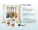 Personalised Guitar Gift Cushion Printed Name Design