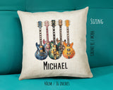 Personalised Guitar Gift Cushion Printed Name Design