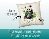 Personalised Panda Gift Cushion Printed Name Design