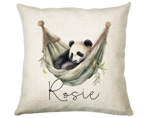 Personalised Panda Gift Cushion Printed Name Design