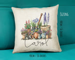 Personalised Gardening Gift Cushion Printed Name Design